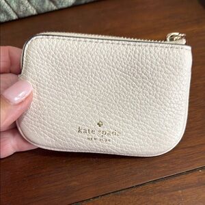 kate spade Cream Leather Wallet with Gold Zipper
